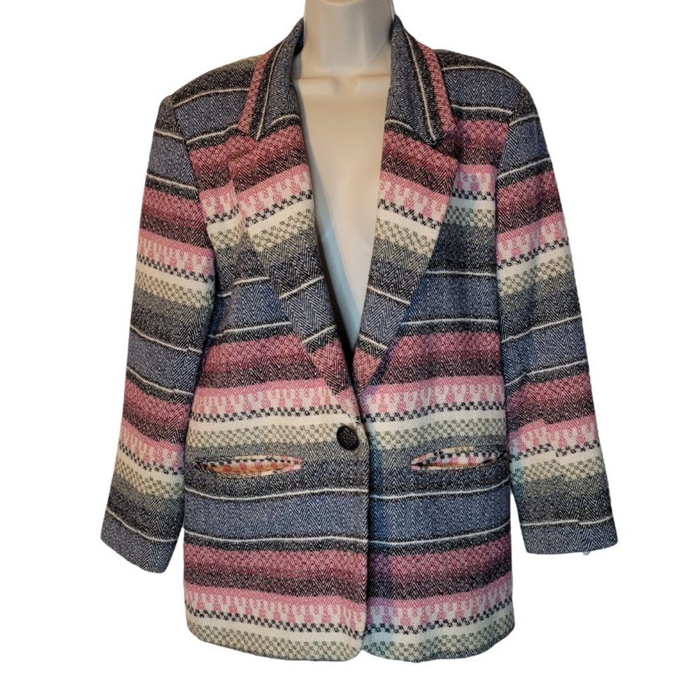 Vintage 80s Ivy Club Classics Blazer Sz Med Aztec Native Beautiful Colors